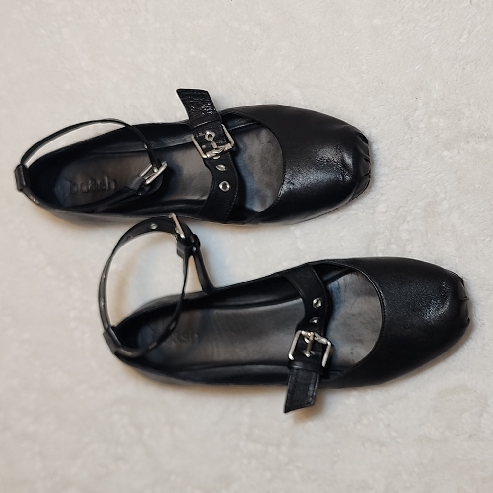 Ba&sh Canya Ballerina Black Leather Ankle Strap Ballet Flats Loafers Shoes Sz 7 - Picture 16 of 16